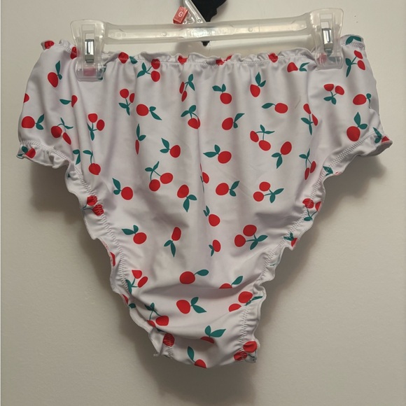 White Cherry Print Ruffled Bikini - Picture 4 of 6